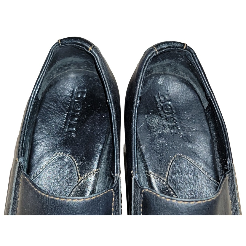 Born Gertrude Womens Black‎ Leather Slip On Heel Pump Clog Shoes Sz 7 US / 38 EU - Picture 10 of 13